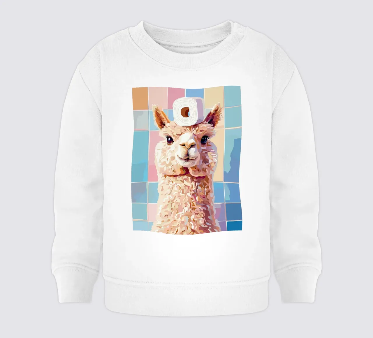 Lama con carta igienica in testa felpa neonato da JoyWalkerShop