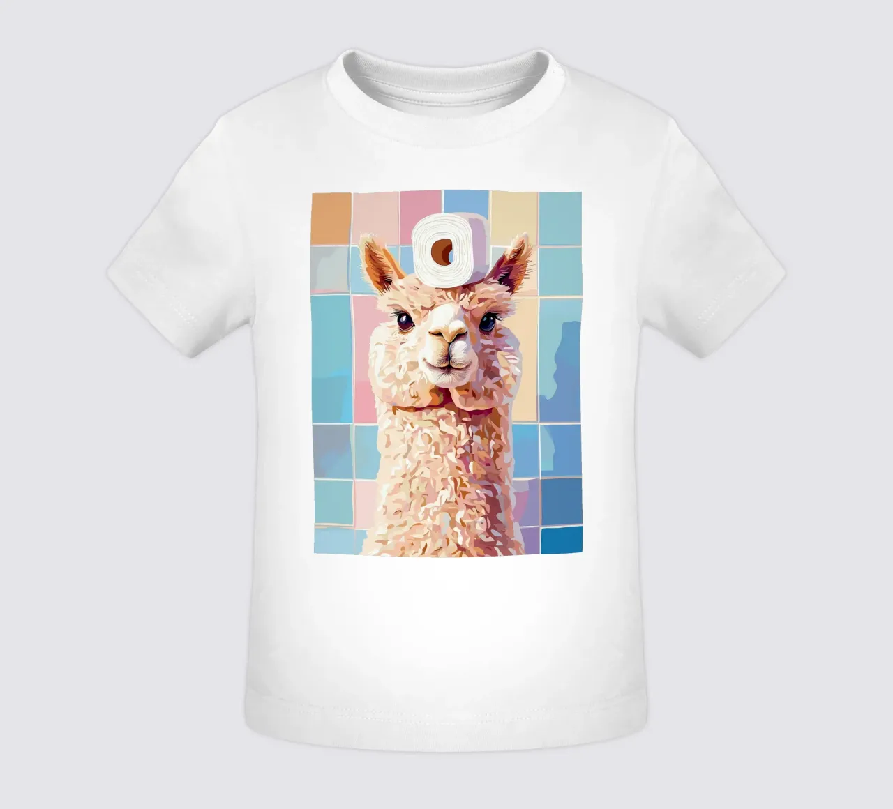 Lama con carta igienica in testa maglietta neonato da JoyWalkerShop