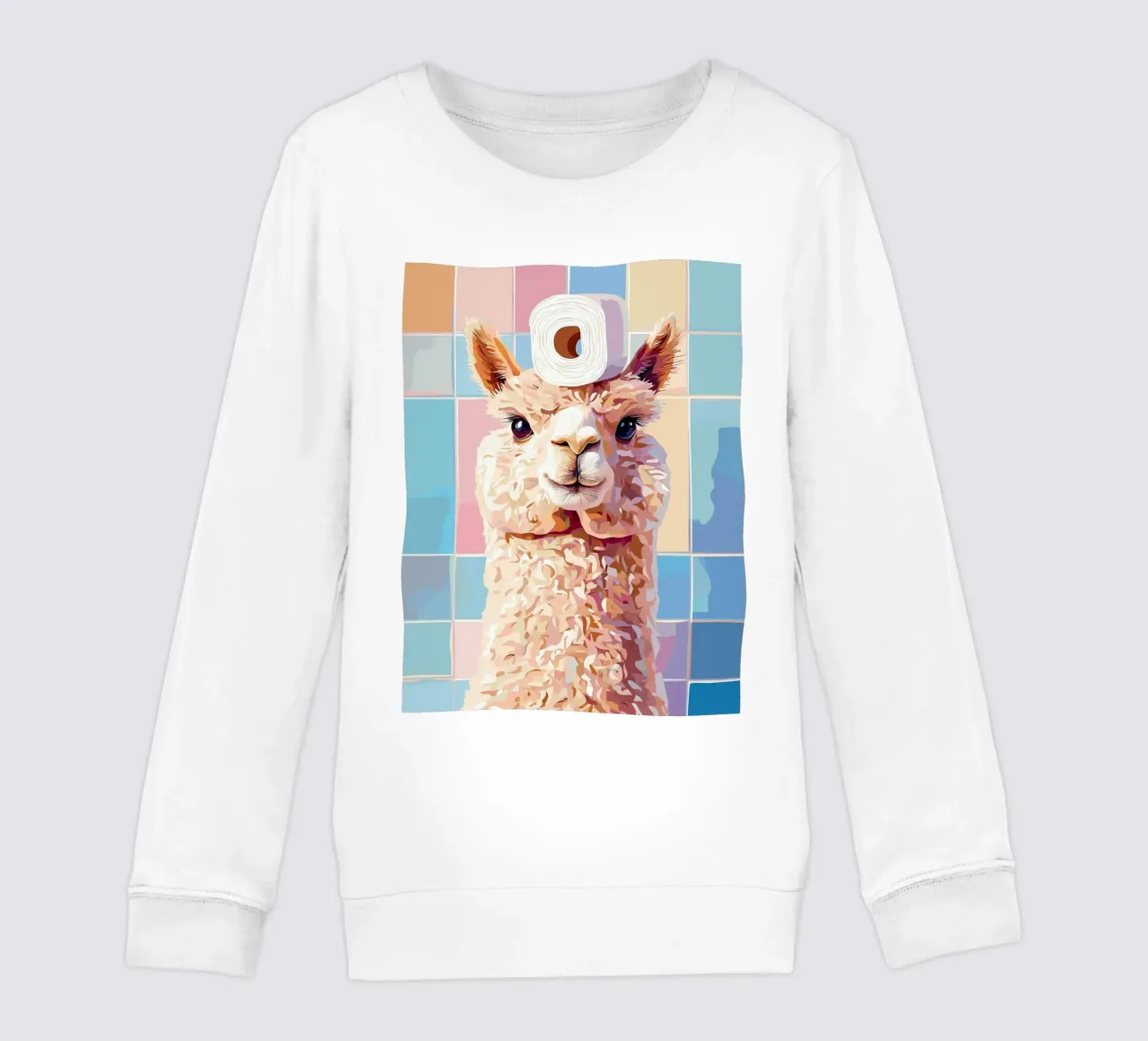 Lama con carta igienica in testa felpa bambino da JoyWalkerShop