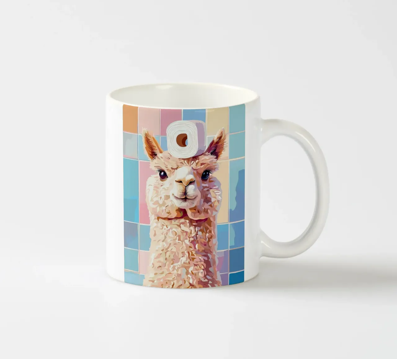 Lama con carta igienica in testa tazza in ceramica da JoyWalkerShop