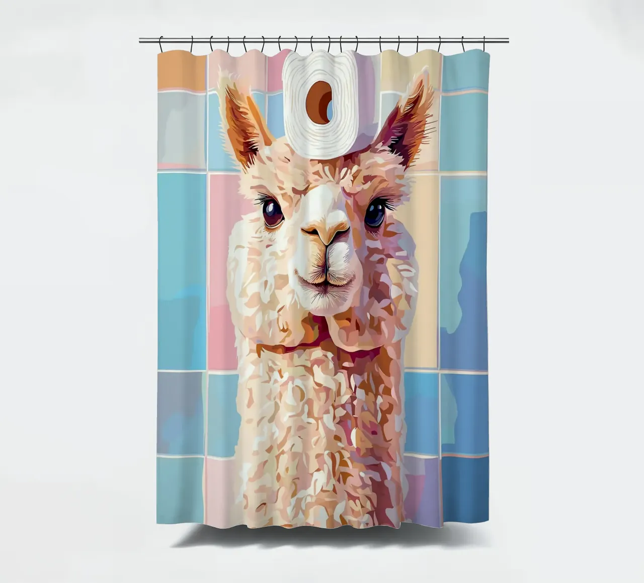 Lama con carta igienica in testa tenda da doccia da JoyWalkerShop