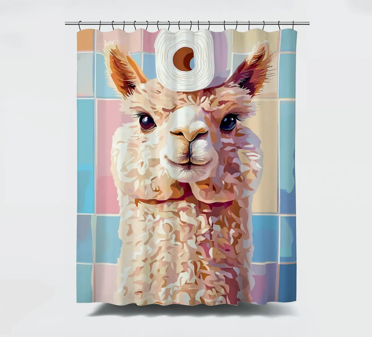 Lama con carta igienica in testa tenda da doccia da JoyWalkerShop