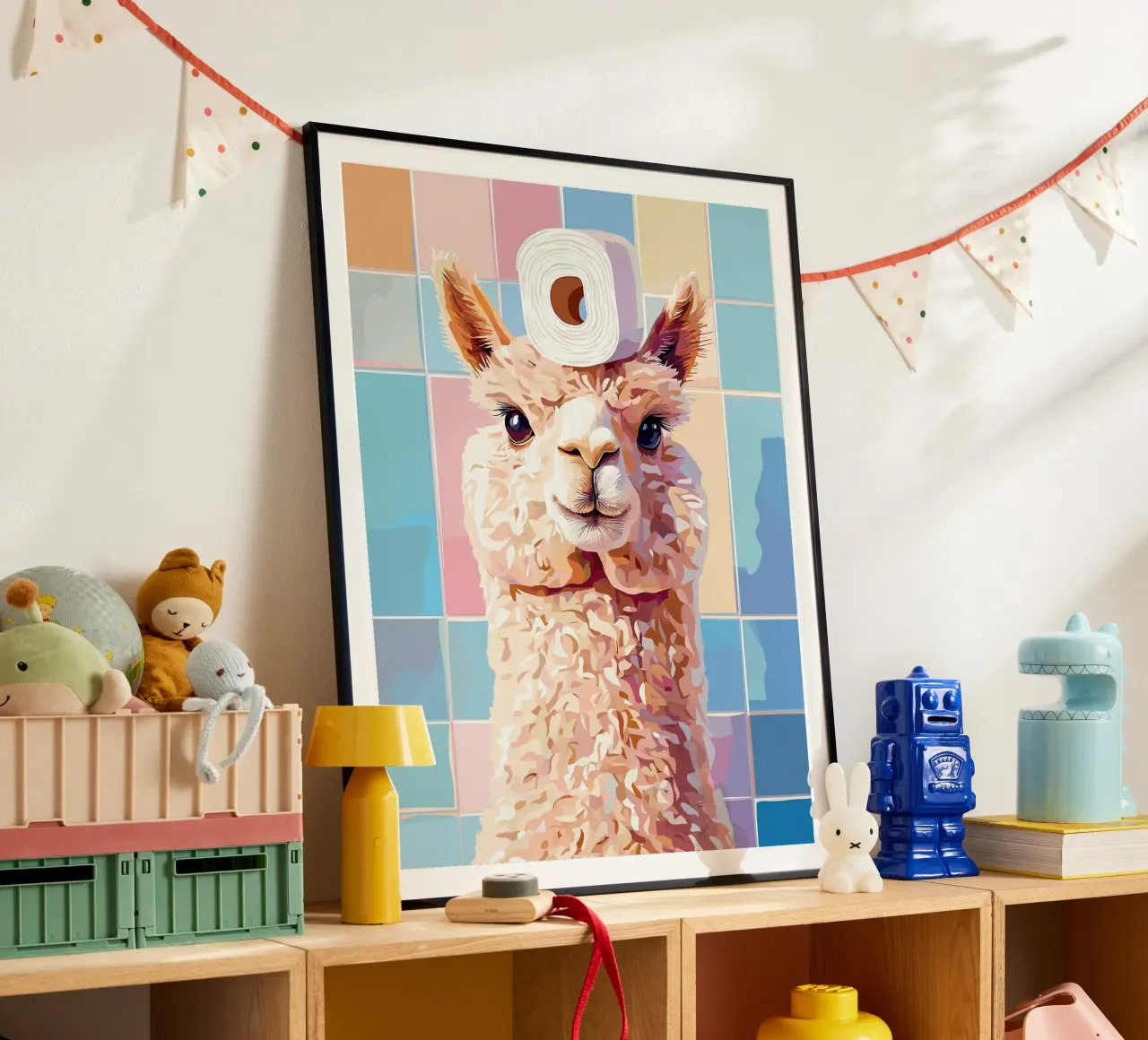 Lama con carta igienica in testa poster da JoyWalkerShop