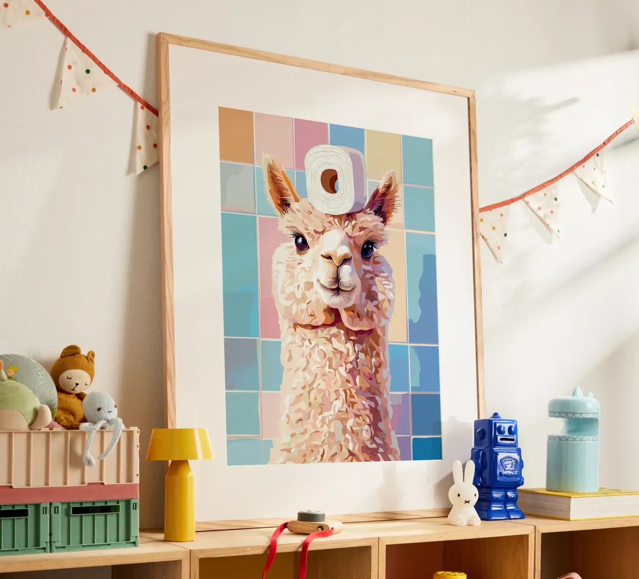 Lama con carta igienica in testa poster da JoyWalkerShop