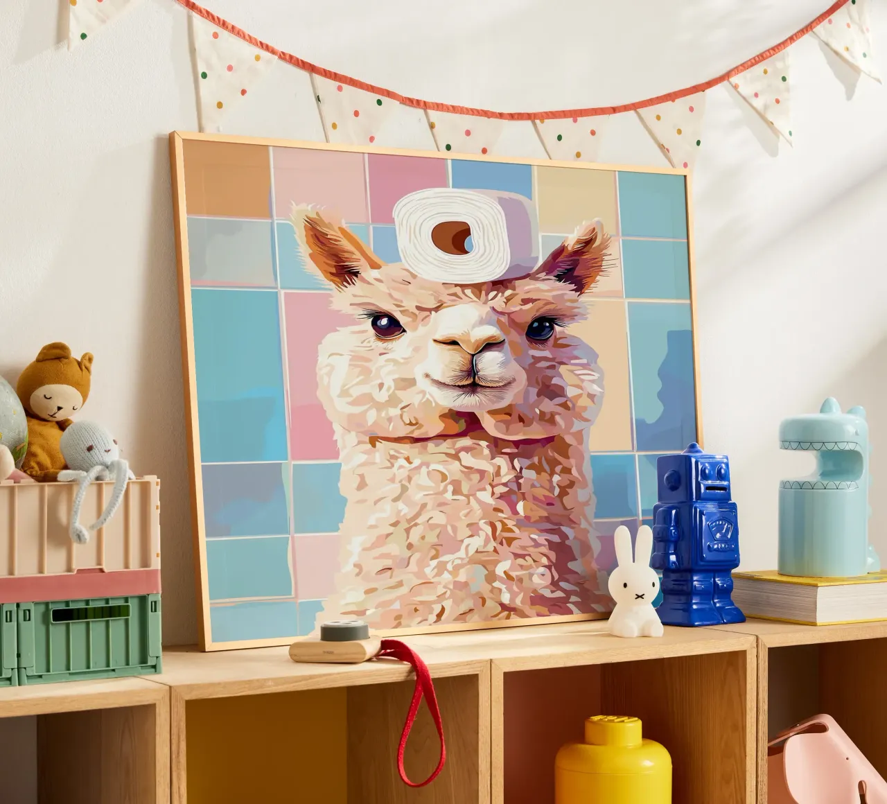 Lama con carta igienica in testa poster da JoyWalkerShop