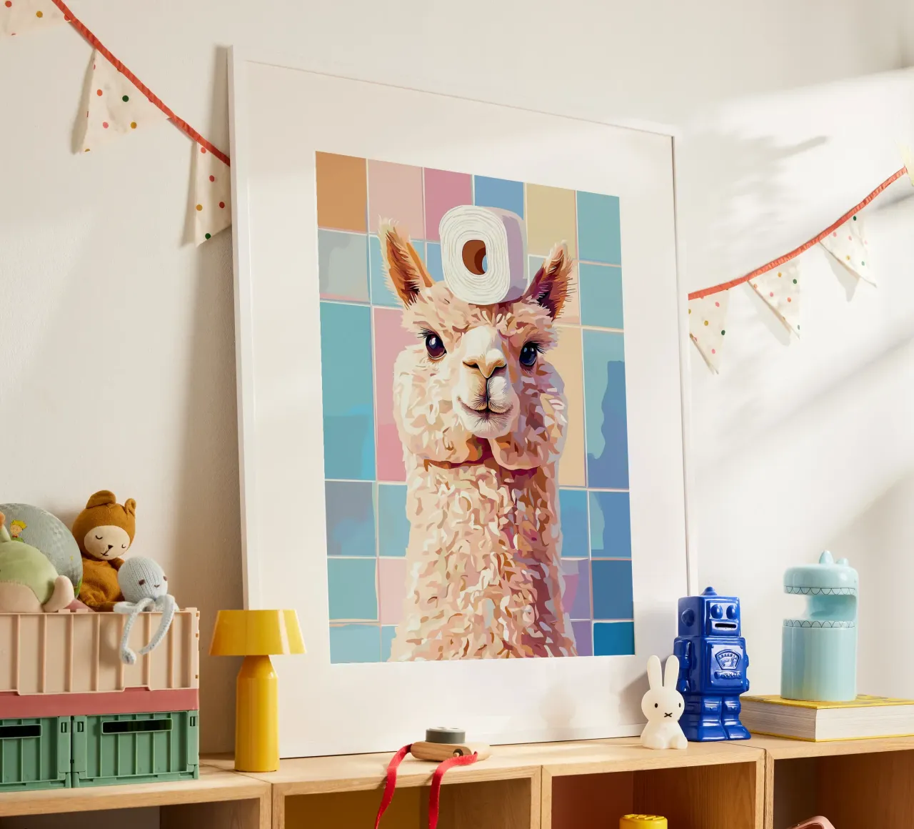 Lama con carta igienica in testa poster da JoyWalkerShop
