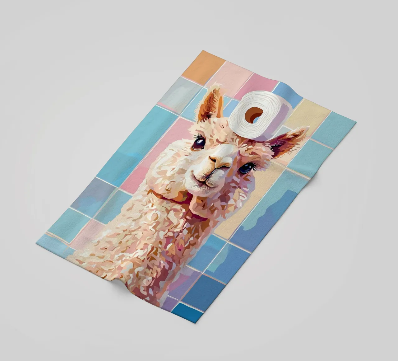 Lama con carta igienica in testa telo mare da JoyWalkerShop