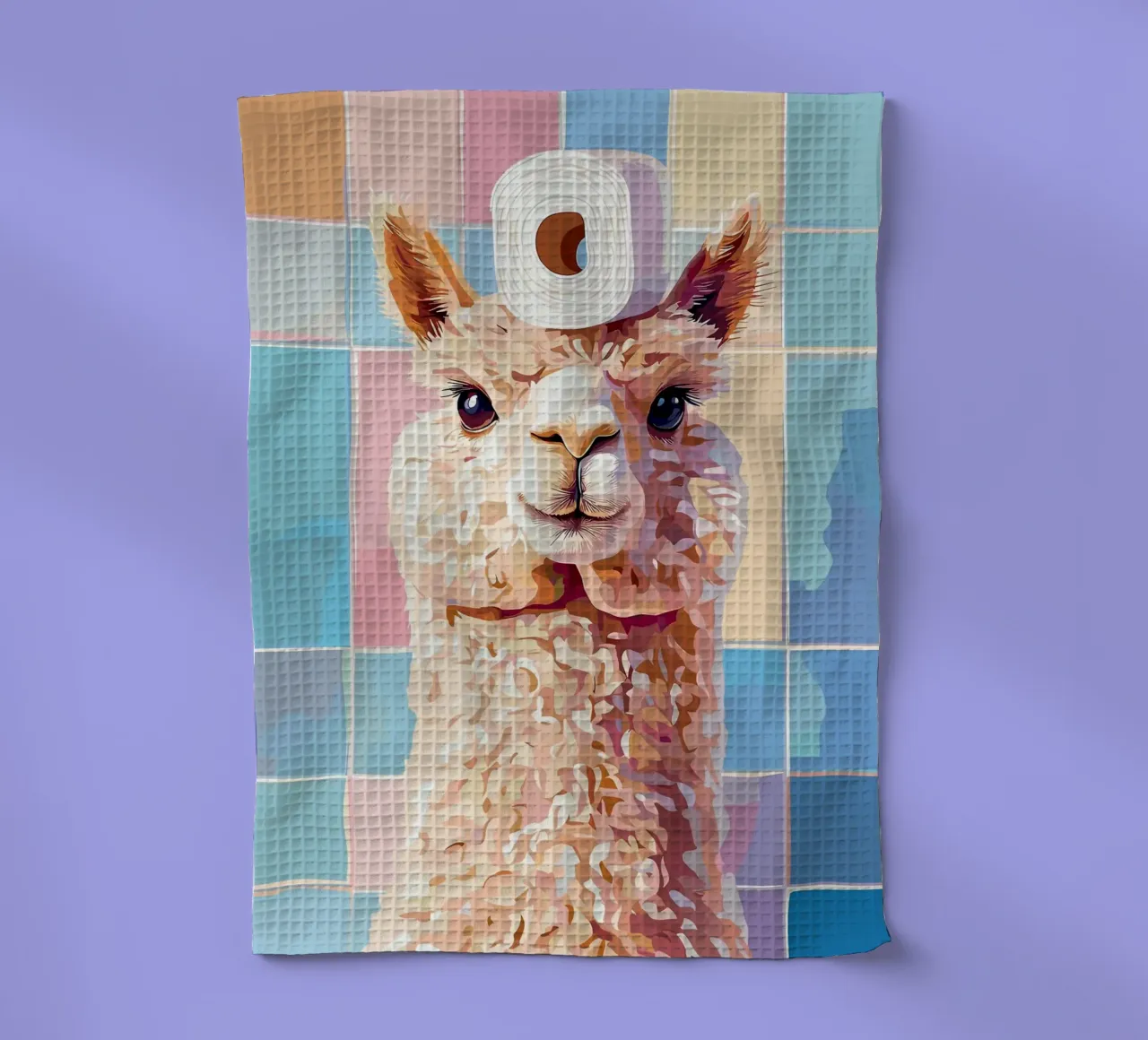 Lama con carta igienica in testa canovaccio da cucina da JoyWalkerShop