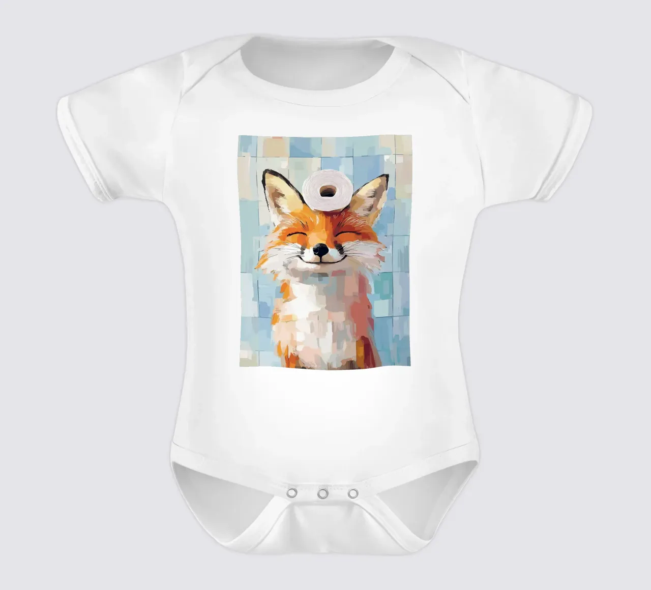 Smiling Fox with Toilet Paper Roll short-sleeve baby romper by JoyWalkerShop