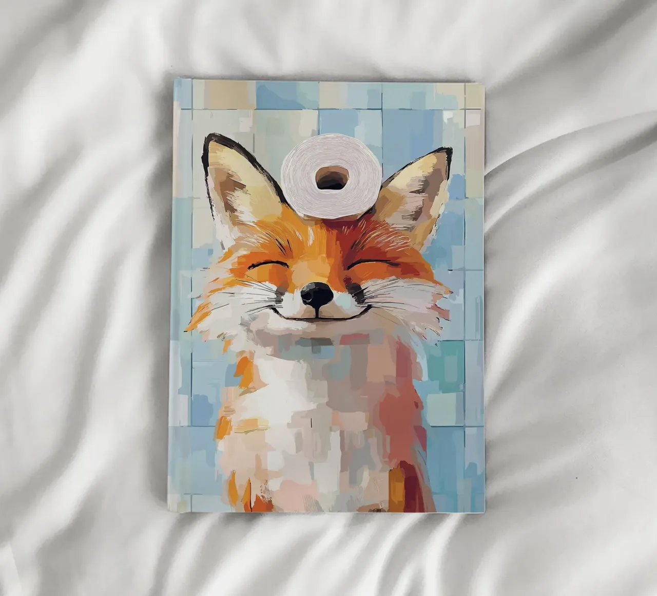 Smiling Fox with Toilet Paper Roll notebook by JoyWalkerShop
