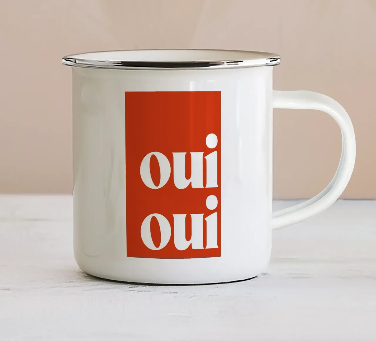 Tipografia francese Arte minimalista retrò tazza in smalto da pdigitalprints