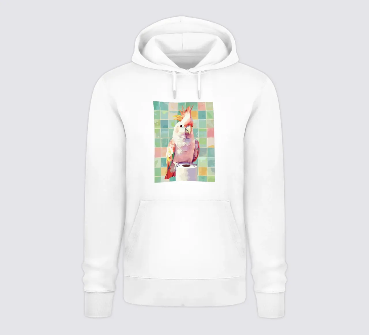 Cacatua rosa su rotolo di carta igienica felpa con cappuccio da JoyWalkerShop