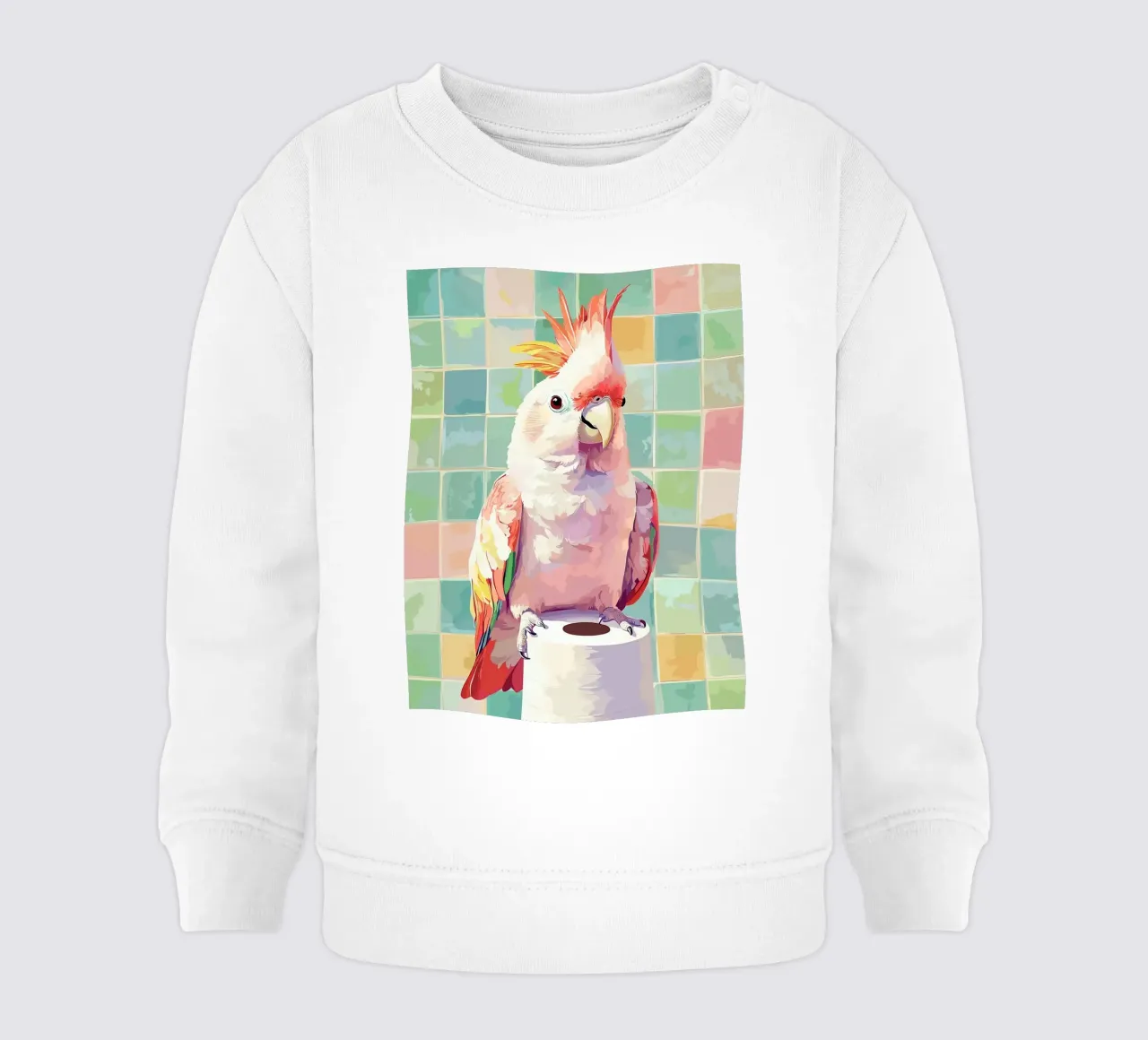 Cacatua rosa su rotolo di carta igienica felpa neonato da JoyWalkerShop