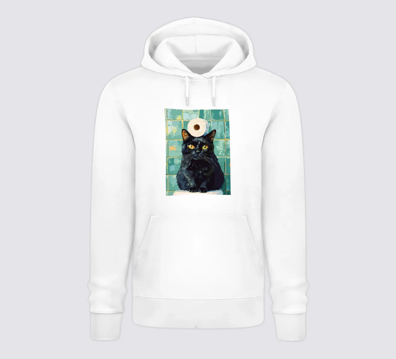 Gatto nero con cappello di carta igienica felpa con cappuccio da JoyWalkerShop