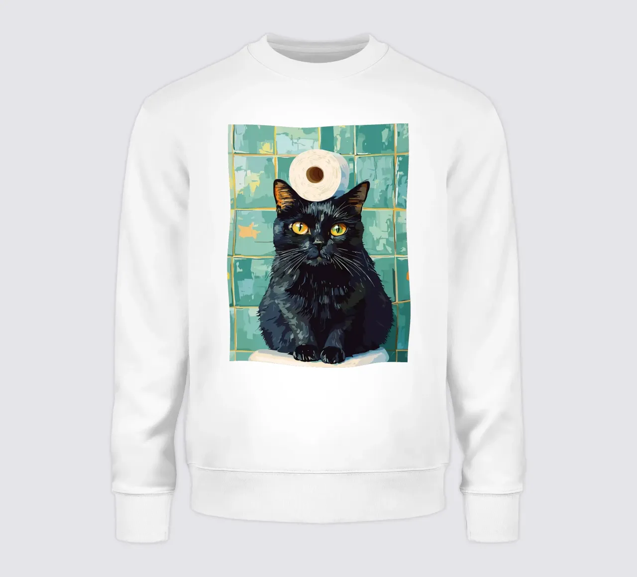 Gatto nero con cappello di carta igienica felpa da JoyWalkerShop