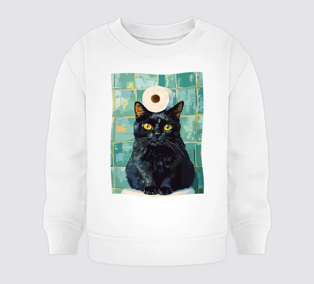 Gatto nero con cappello di carta igienica felpa neonato da JoyWalkerShop
