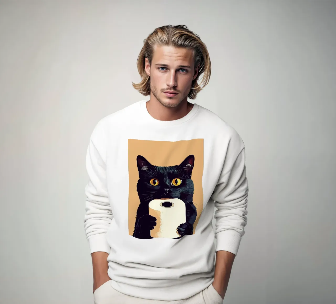 Gatto nero con rotolo di carta igienica felpa da JoyWalkerShop