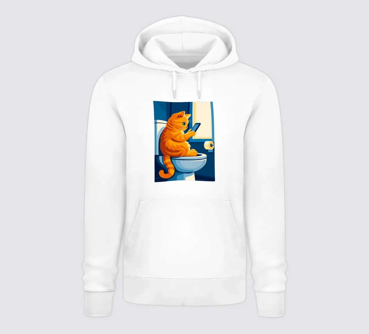 Gato en el retrete usando un smartphone sudadera con capucha de JoyWalkerShop