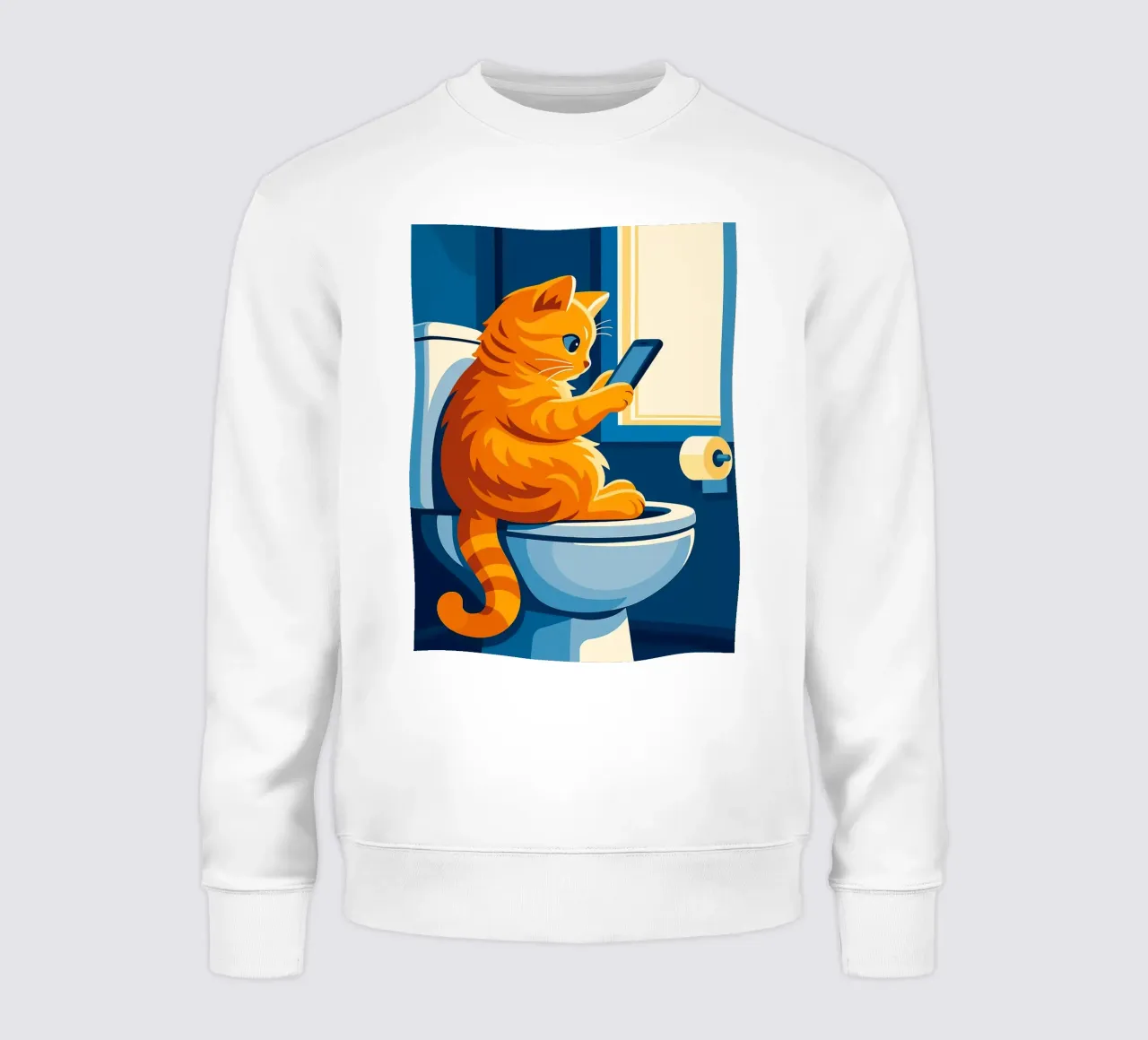 Gato en el retrete usando un smartphone sudadera de JoyWalkerShop