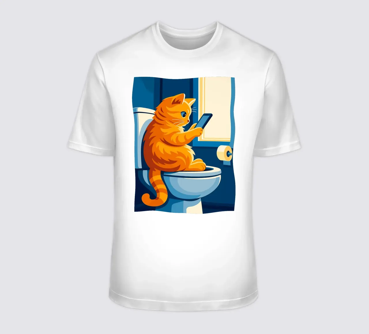 Gato en el retrete usando un smartphone camiseta de JoyWalkerShop