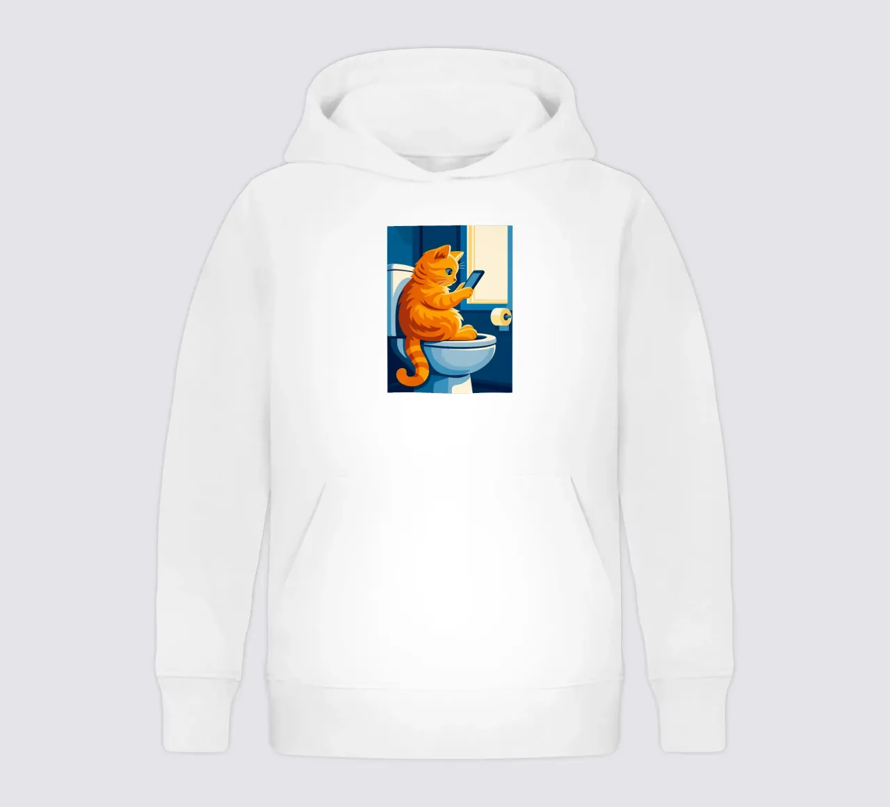 Gato en el retrete usando un smartphone sudadera con capucha para niño de JoyWalkerShop