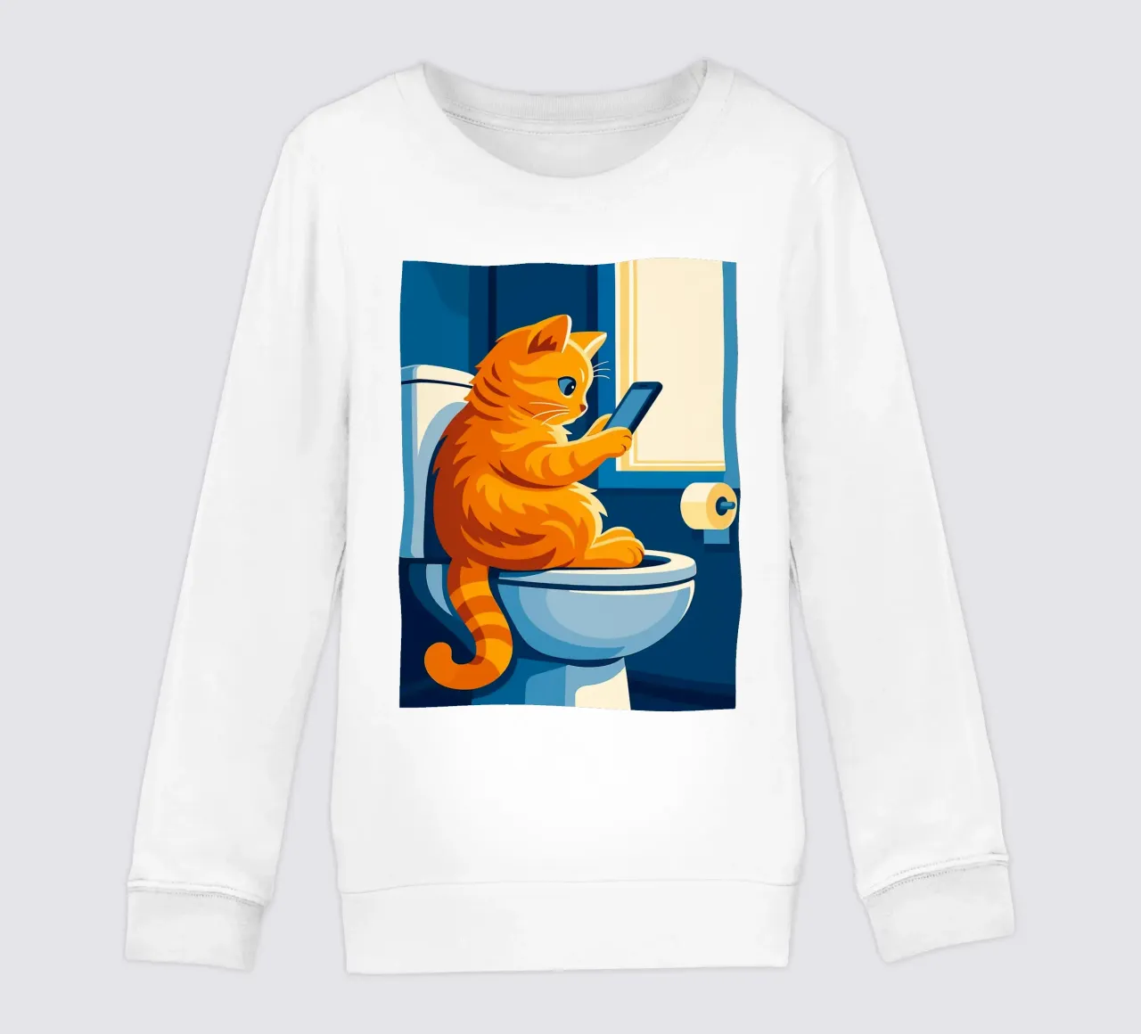 Gato en el retrete usando un smartphone sudadera para niño de JoyWalkerShop