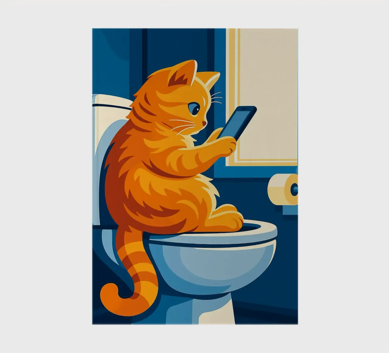 Cat on Toilet Using Smartphone notebook by JoyWalkerShop