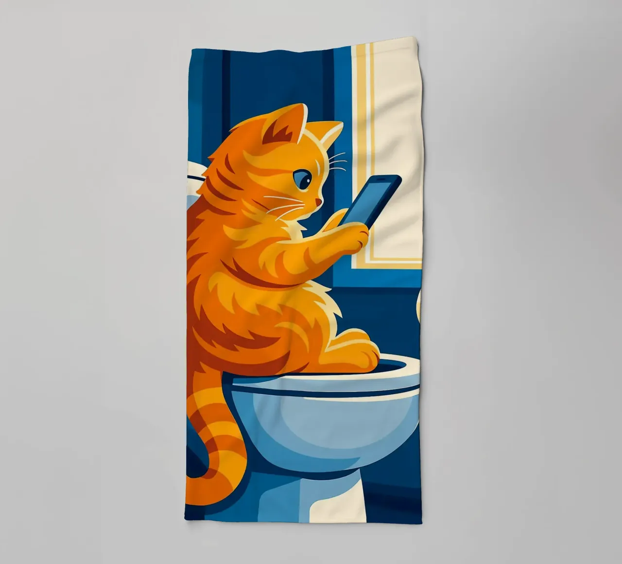 Gato en el retrete usando un smartphone toalla de baño de JoyWalkerShop