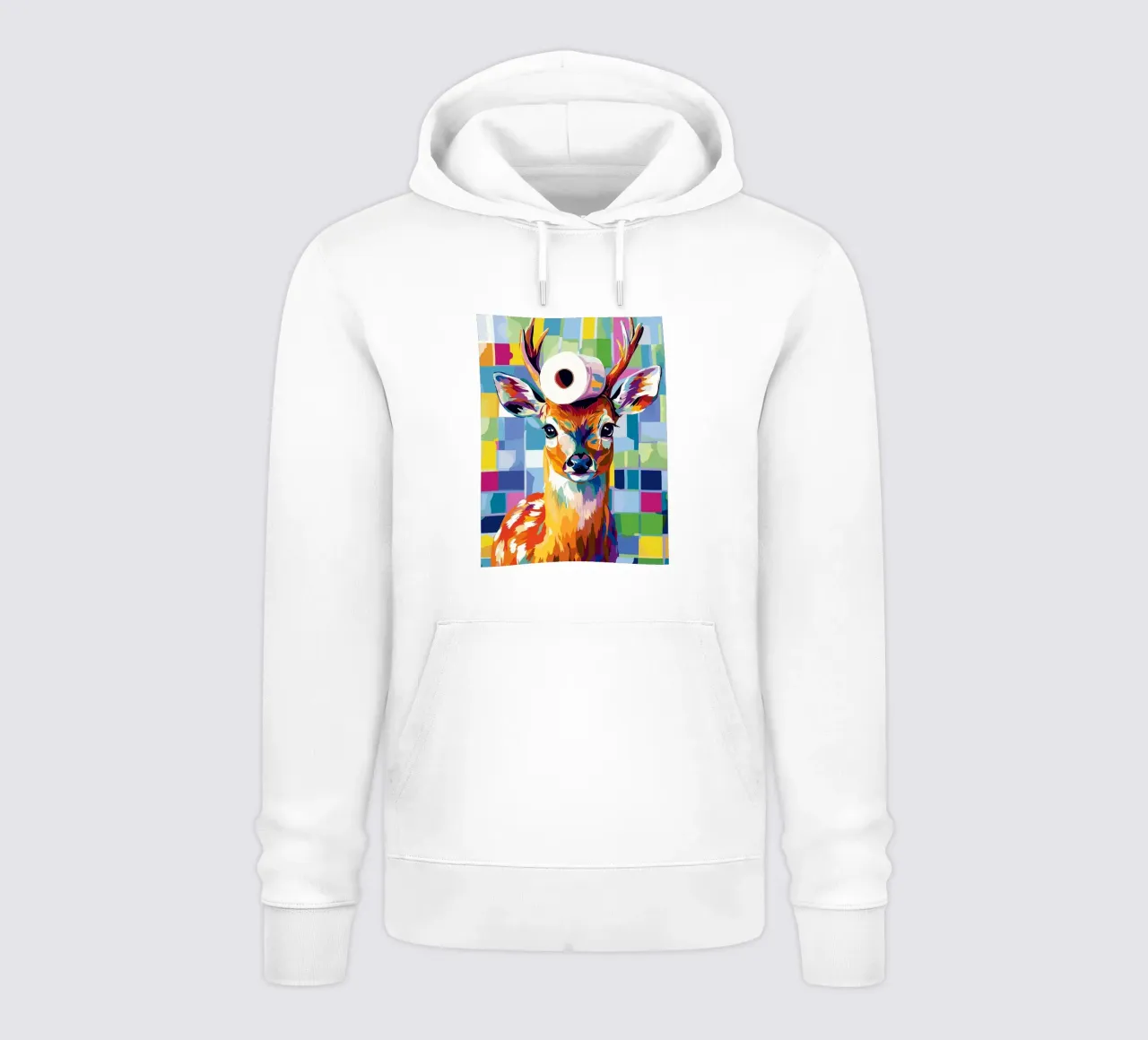 Cervo colorato con rotolo di carta igienica felpa con cappuccio da JoyWalkerShop