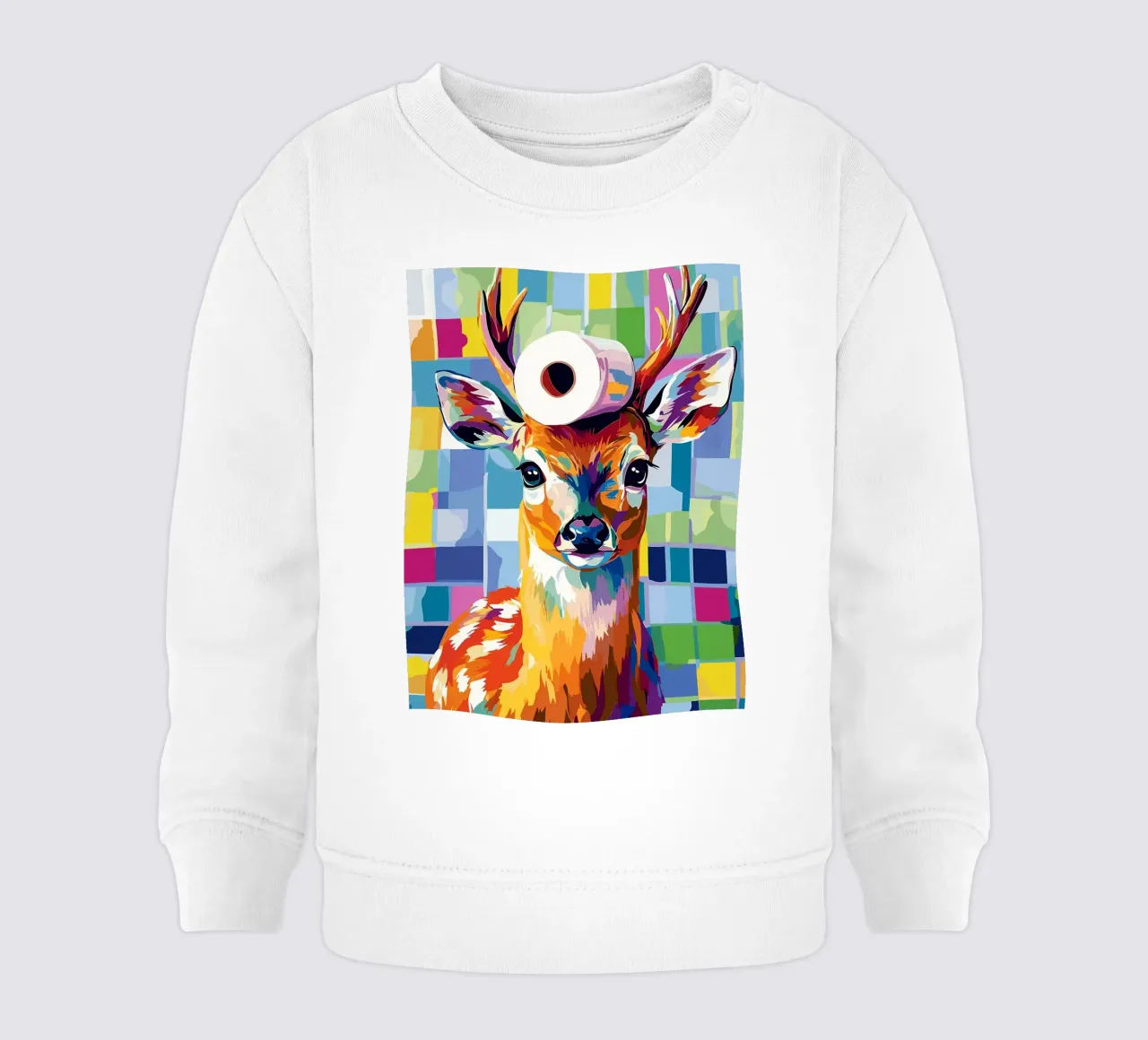 Cervo colorato con rotolo di carta igienica felpa neonato da JoyWalkerShop