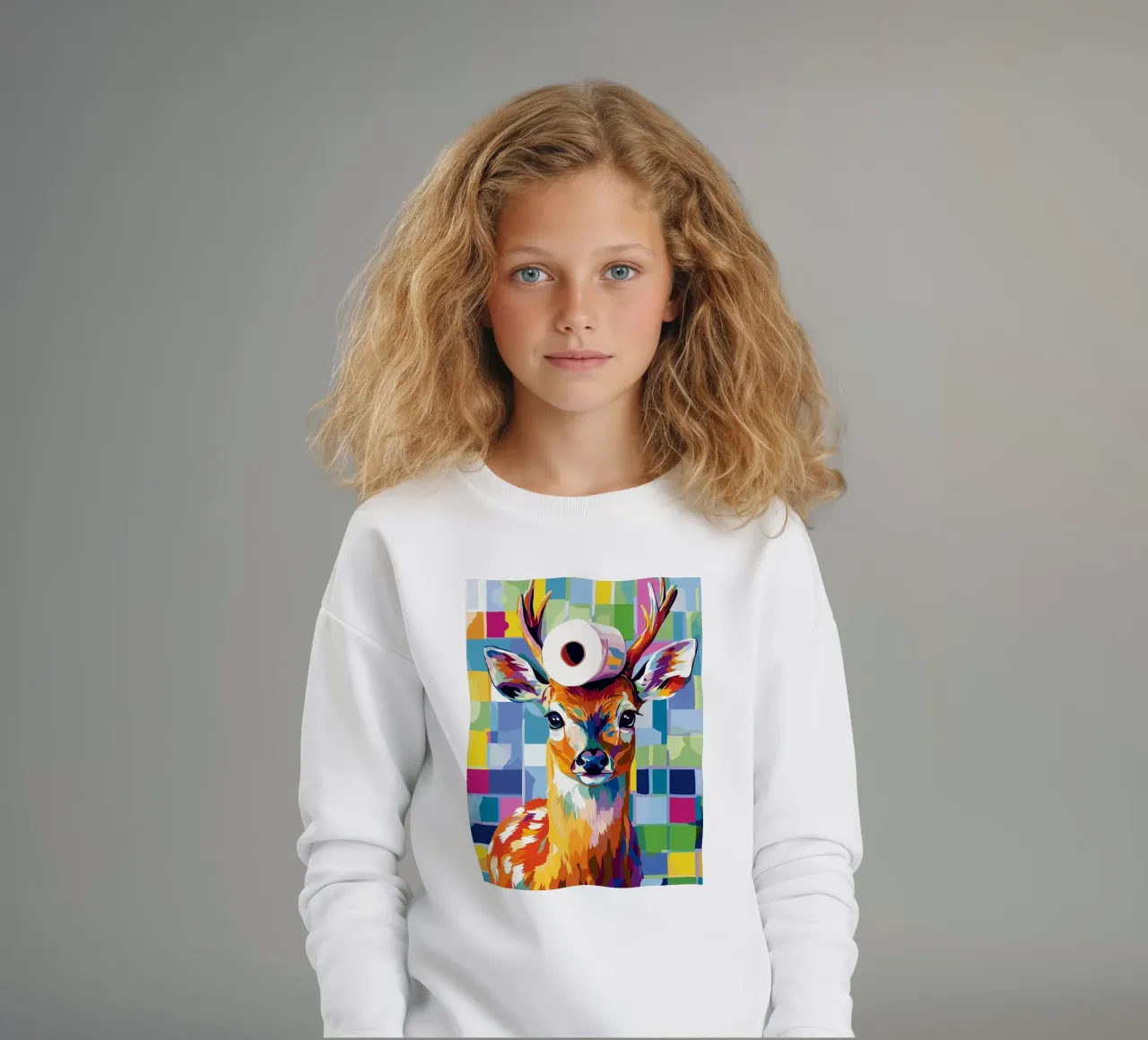Cervo colorato con rotolo di carta igienica felpa bambino da JoyWalkerShop