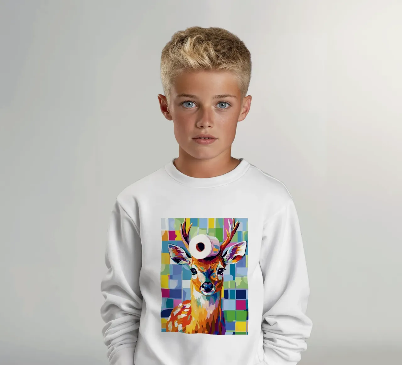 Cervo colorato con rotolo di carta igienica felpa bambino da JoyWalkerShop