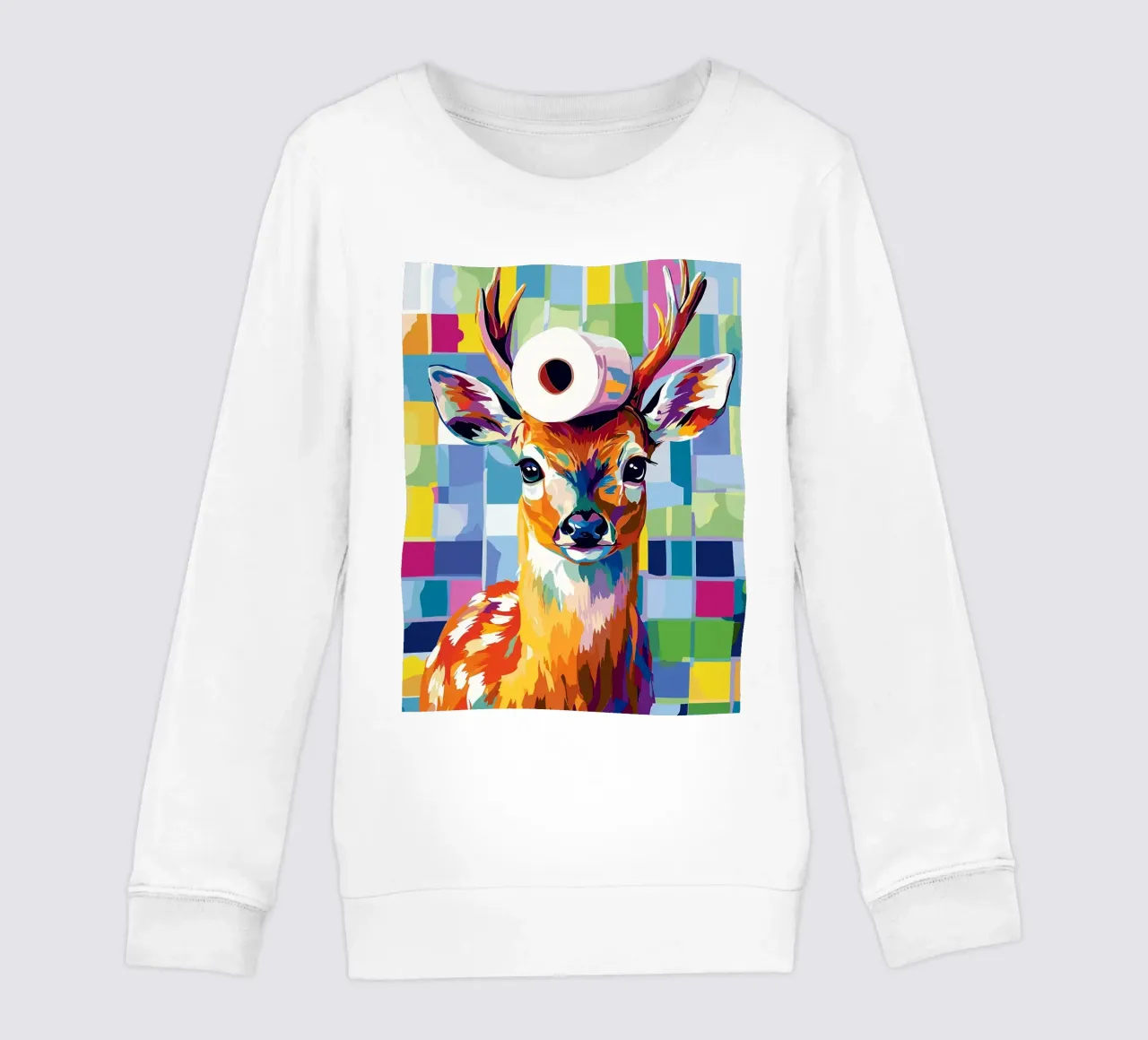 Cervo colorato con rotolo di carta igienica felpa bambino da JoyWalkerShop