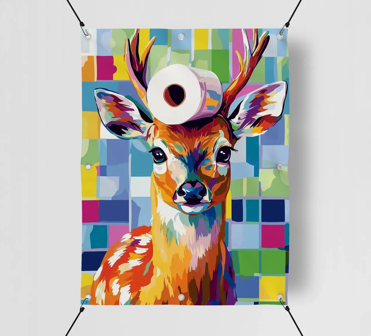 Cervo colorato con rotolo di carta igienica telo in pvc da JoyWalkerShop