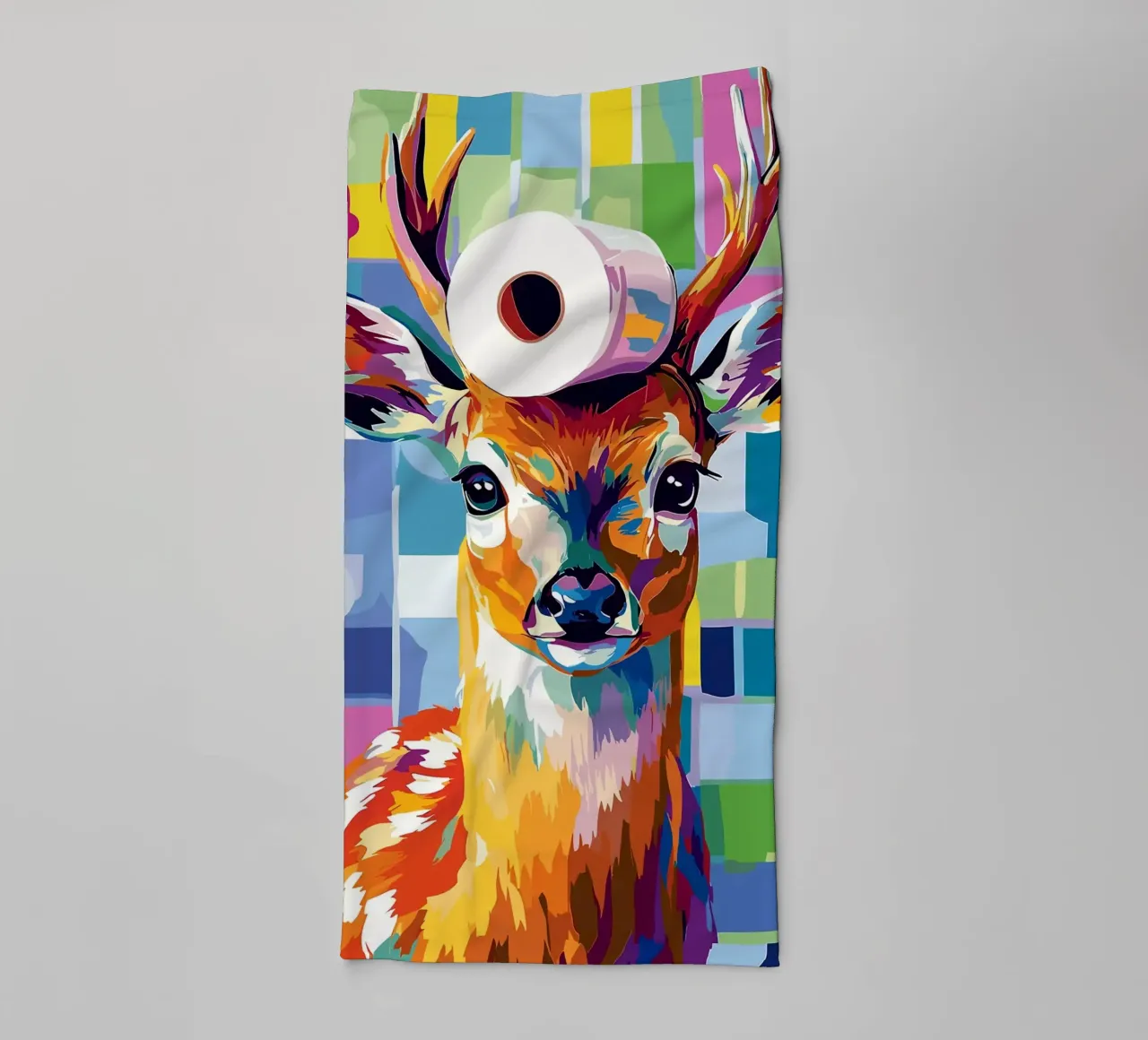 Cervo colorato con rotolo di carta igienica asciugamano da bagno da JoyWalkerShop