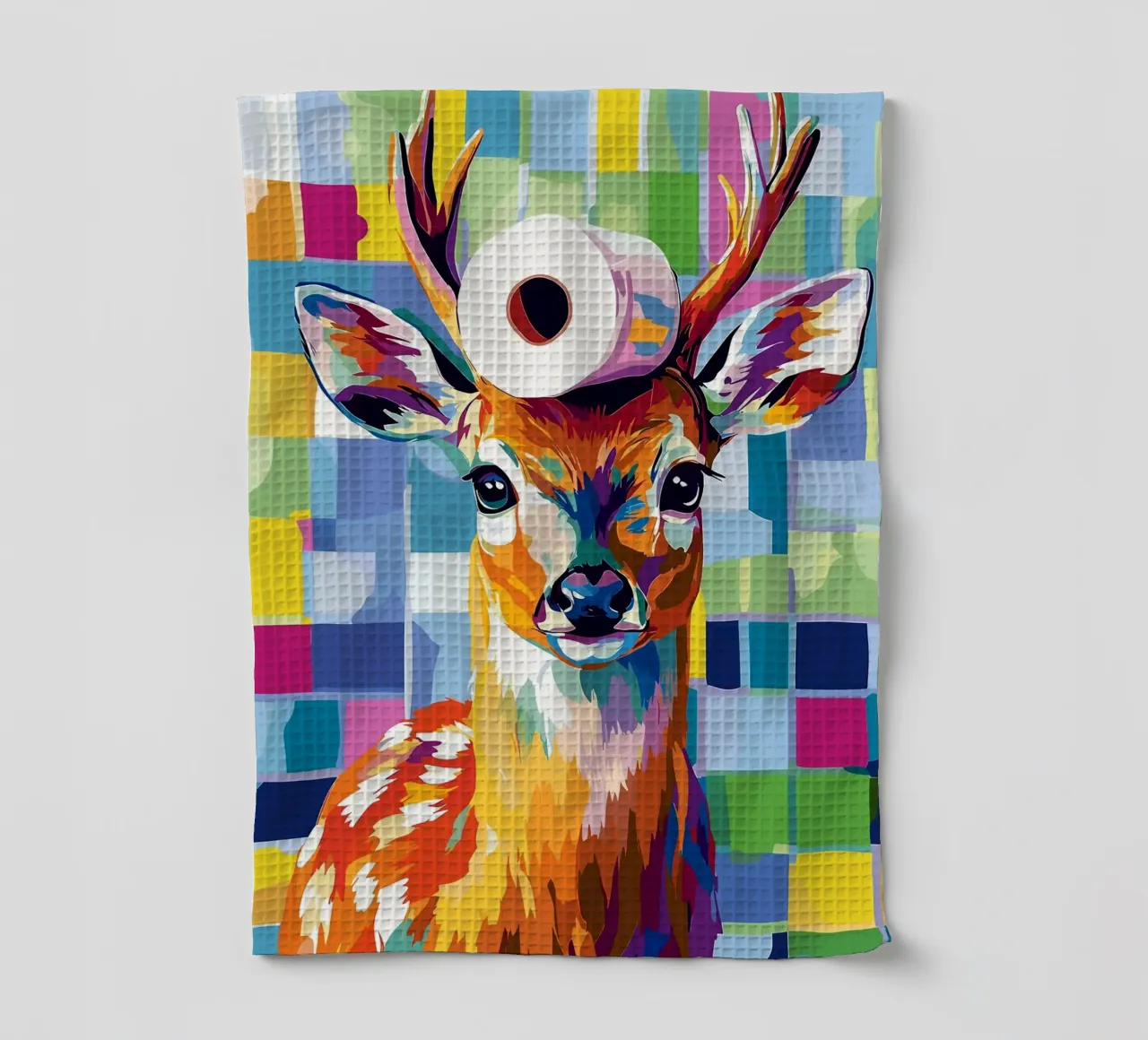 Cervo colorato con rotolo di carta igienica canovaccio da cucina da JoyWalkerShop