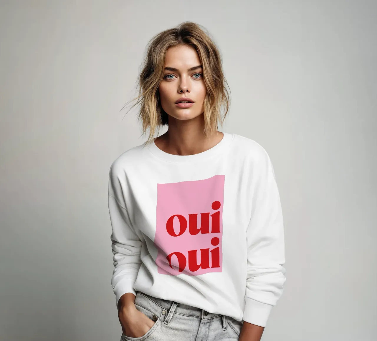 Oui Oui Print In Roze sweatshirt van pdigitalprints