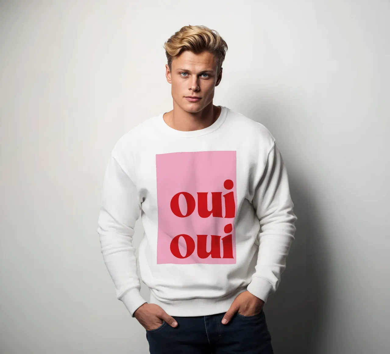 Oui Oui Print In Roze sweatshirt van pdigitalprints