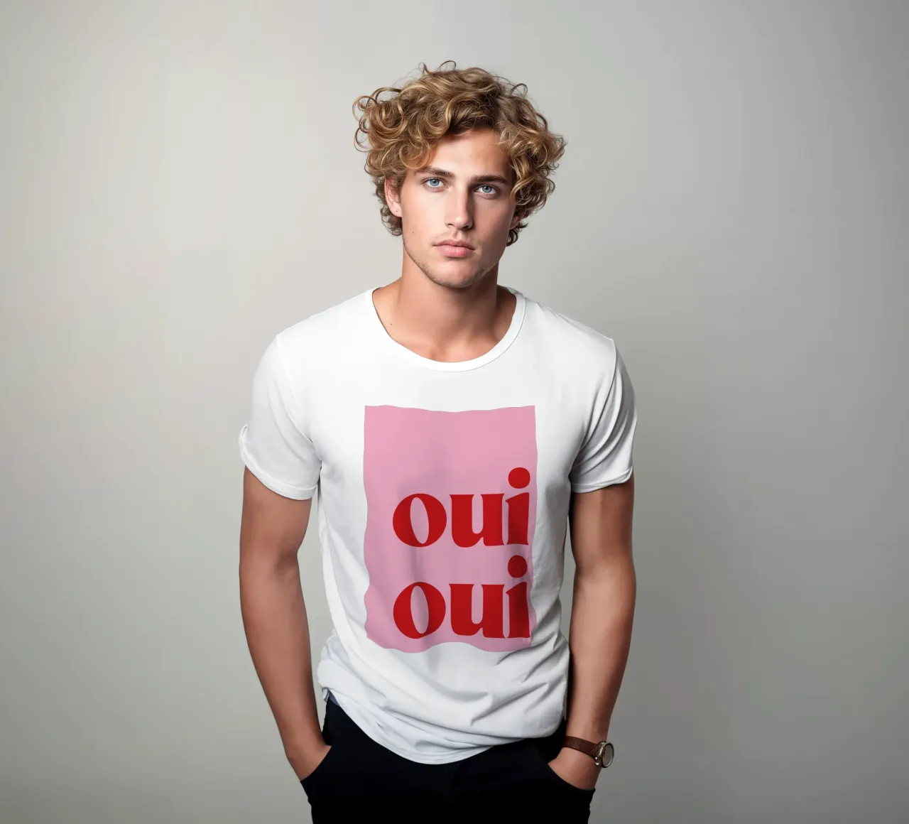Stampa Oui Oui in rosa t-shirt da pdigitalprints