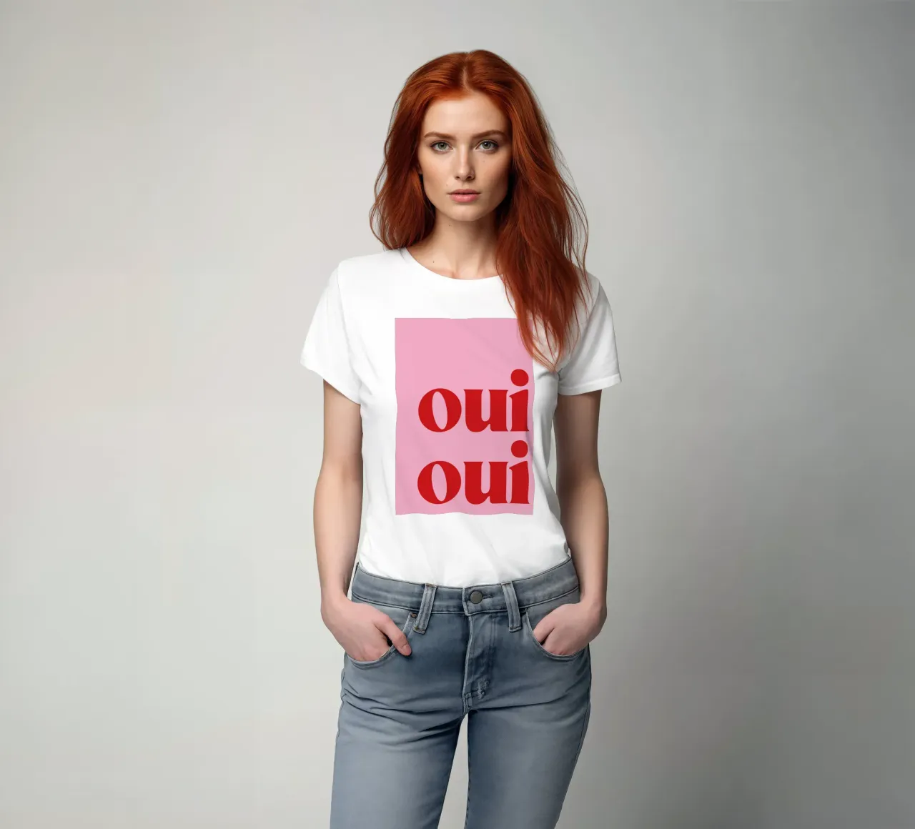 Stampa Oui Oui in rosa t-shirt da pdigitalprints