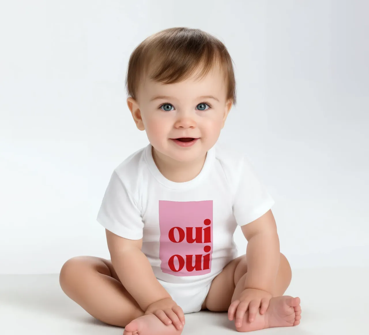 Oui Oui Print In Roze babyrompertje korte mouwen van pdigitalprints