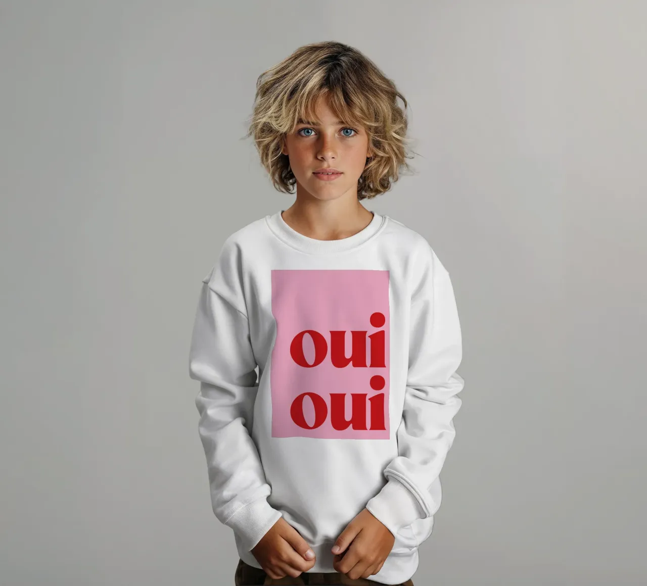Stampa Oui Oui in rosa felpa bambino da pdigitalprints