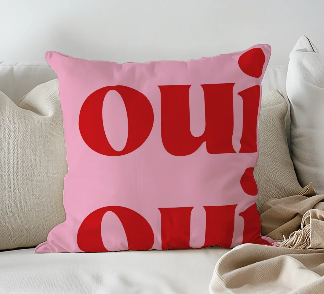 Stampa Oui Oui in rosa cuscino da pdigitalprints