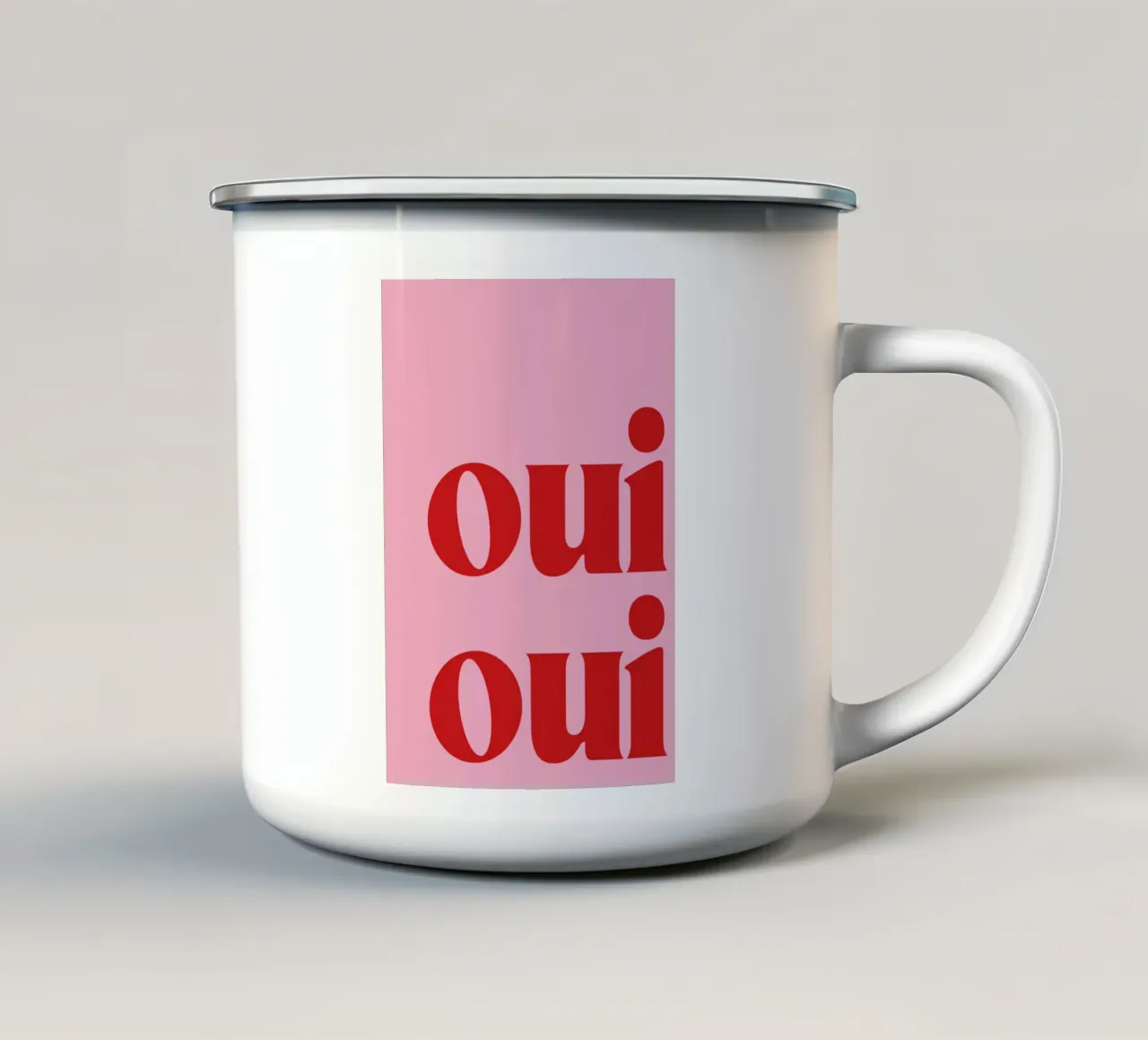 Stampa Oui Oui in rosa tazza in smalto da pdigitalprints