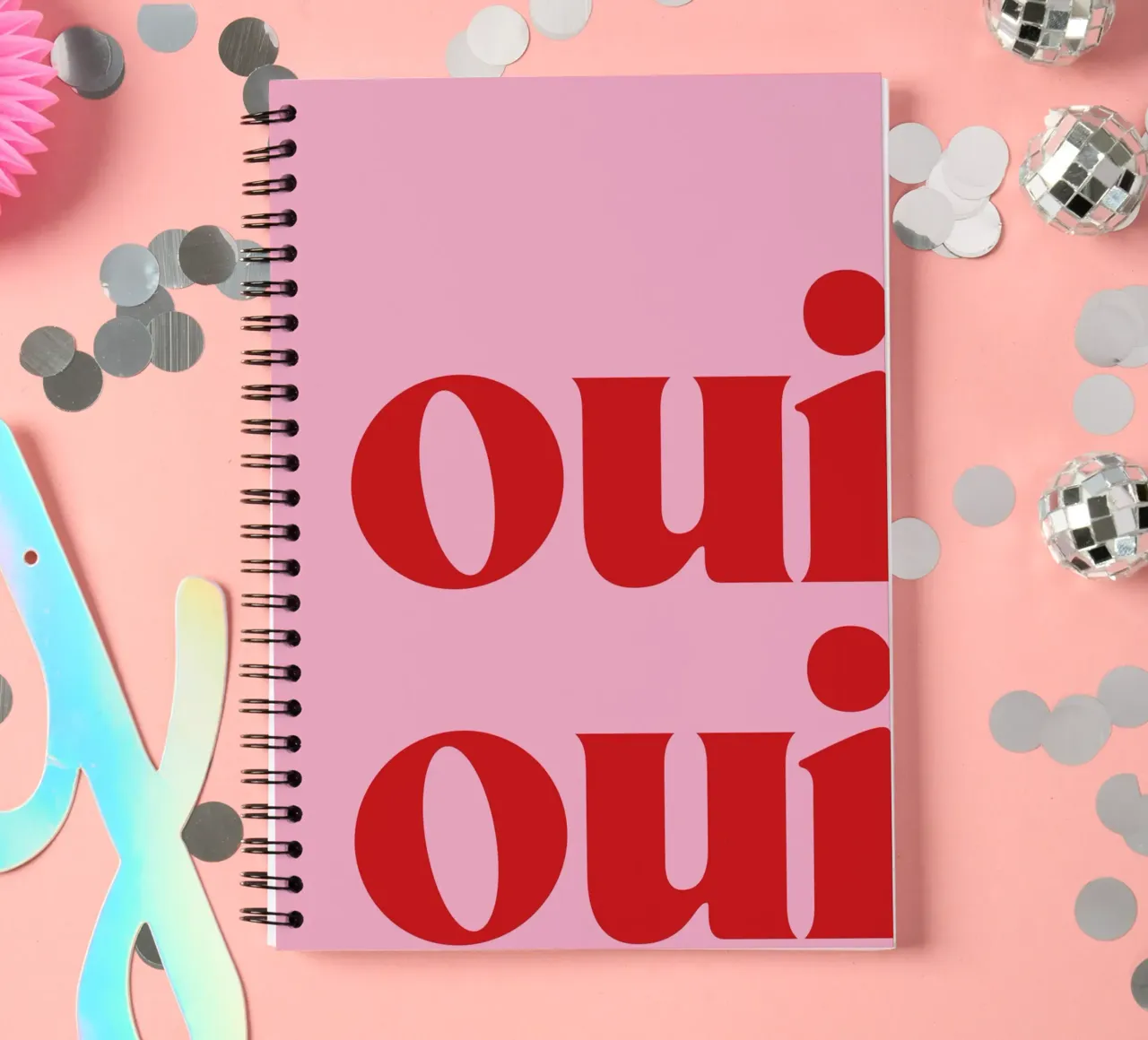 Oui Oui Print In Pink spiral notebook by pdigitalprints