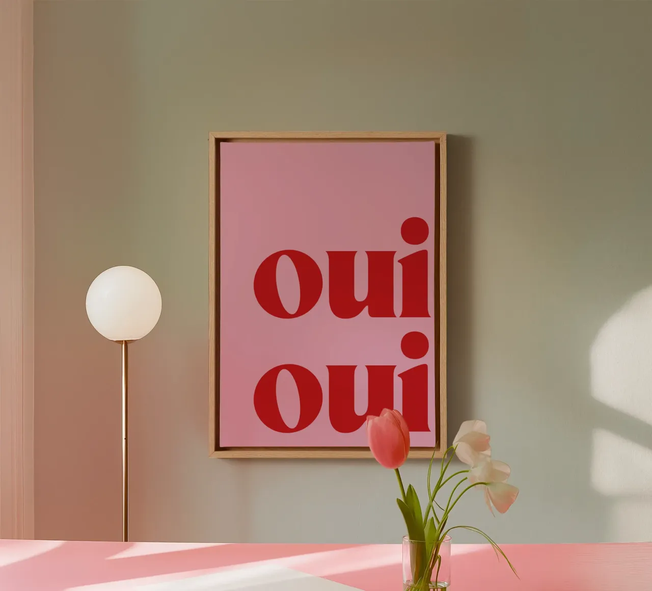 Oui Oui Print In Pink canvas by pdigitalprints