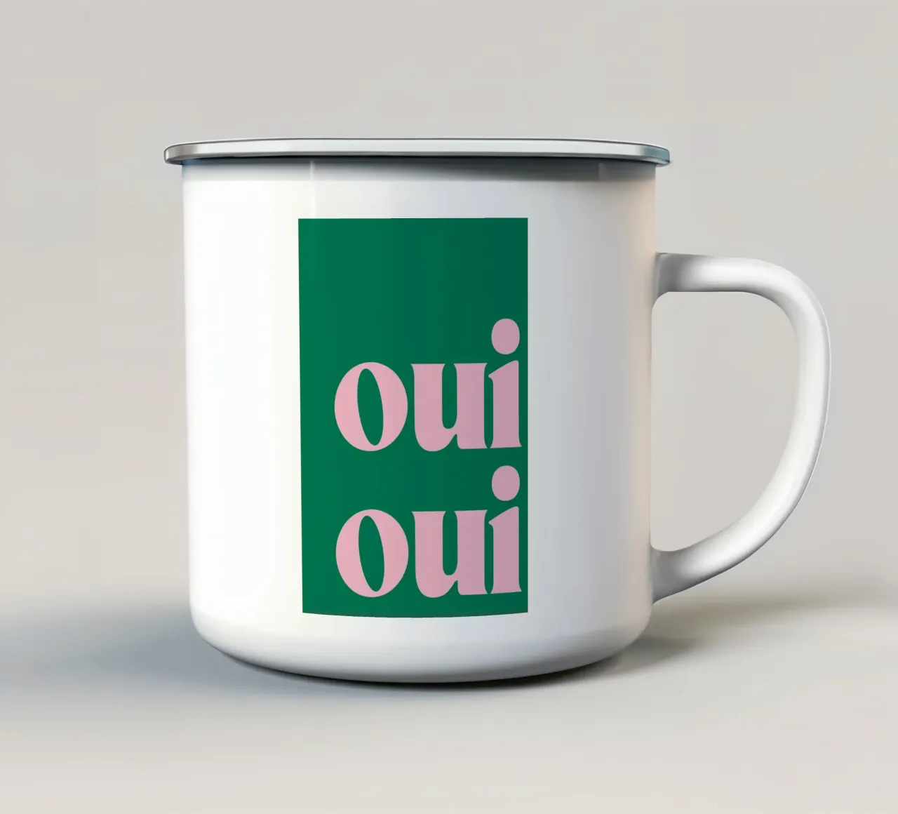 Oui Oui Impression en vert mug en émail de pdigitalprints