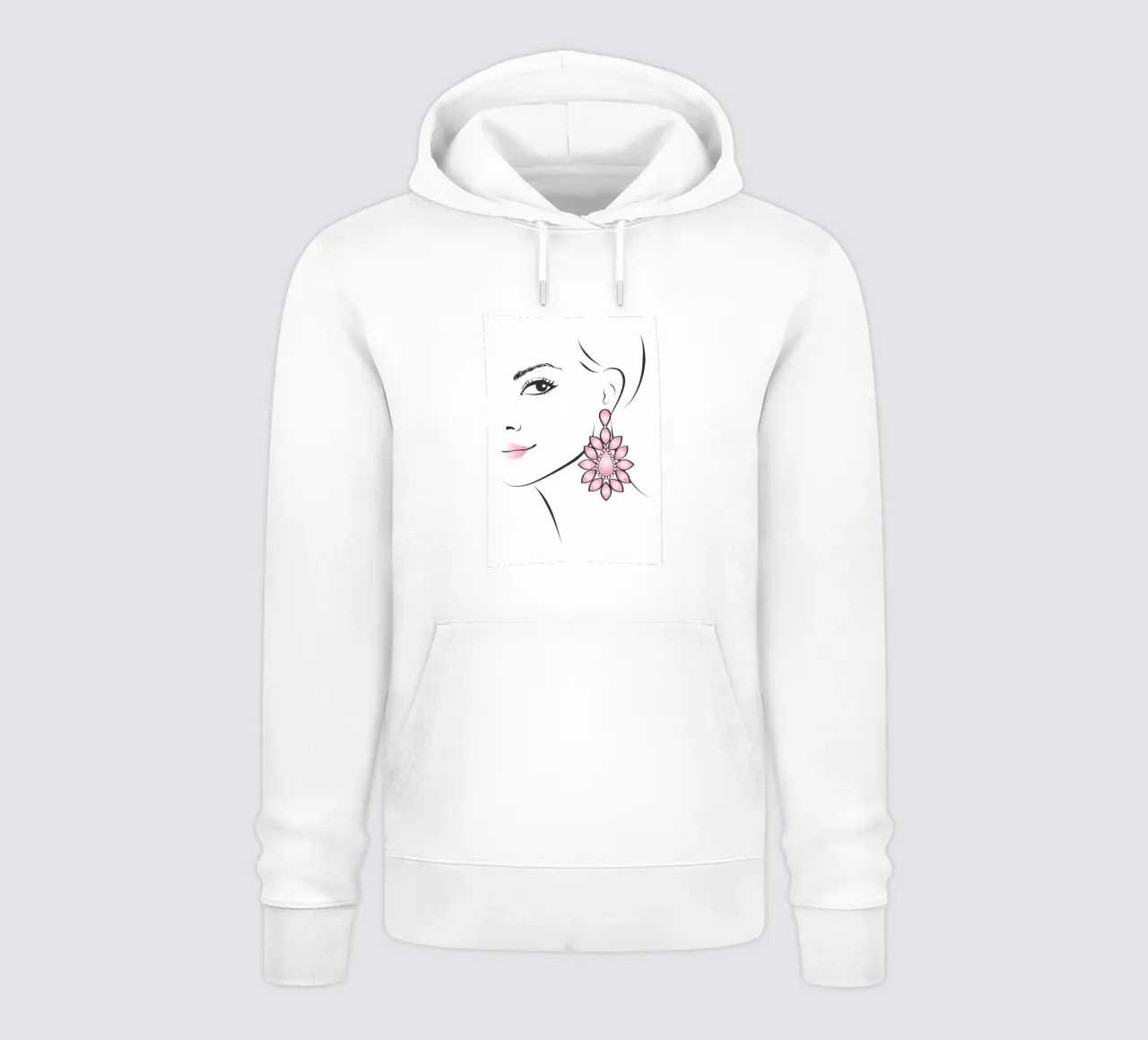 Ragazza con orecchini rosa felpa con cappuccio da Martina