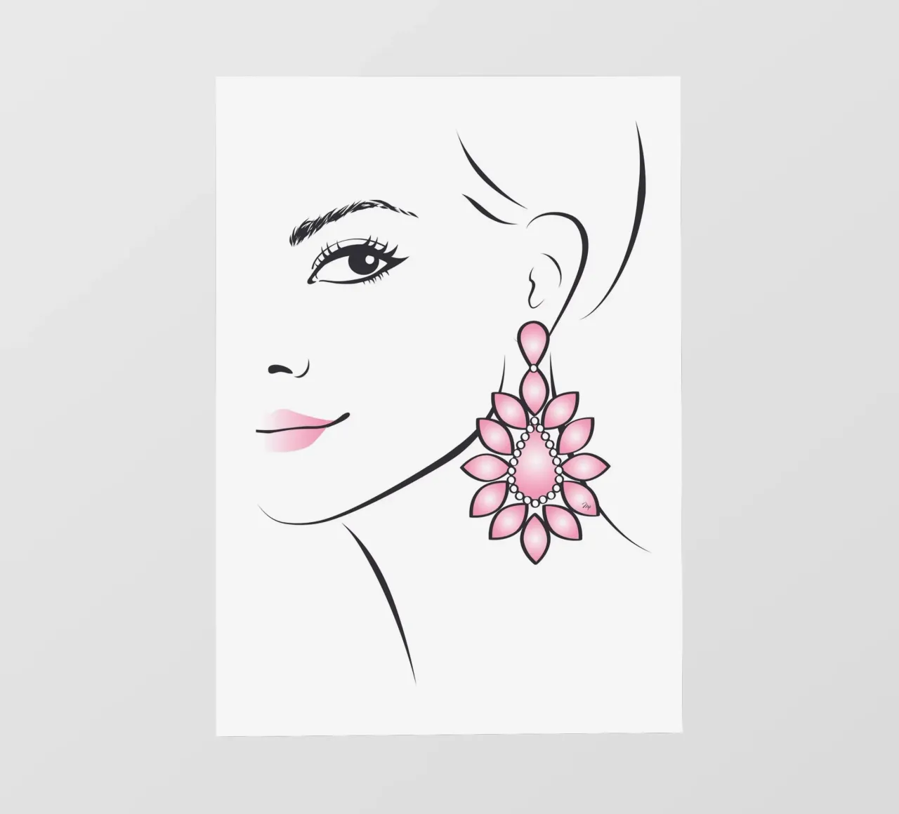 Ragazza con orecchini rosa telo in pvc da Martina