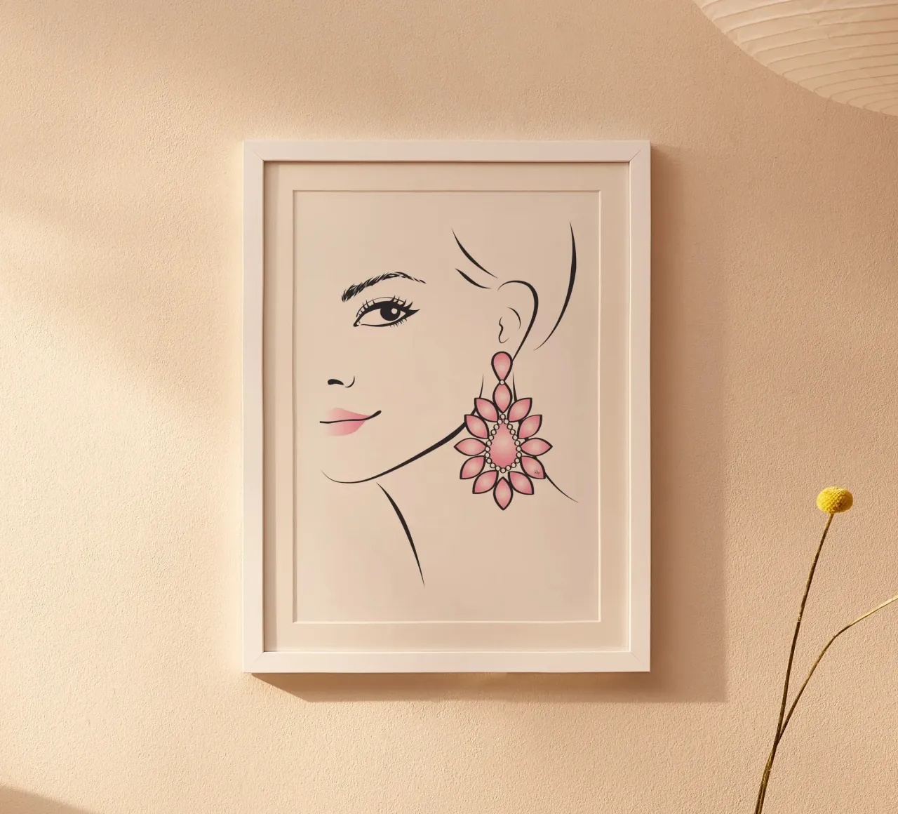 Ragazza con orecchini rosa poster con telaio in alluminio da Martina